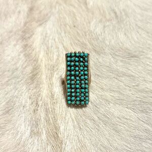 Vintage Peter Haloo Zuni Turquoise 12 Row, 60 Stone Ring - Size 9